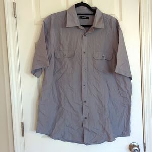 NWT, Alfani, XL, casual button-down, gray striped, front button pockets